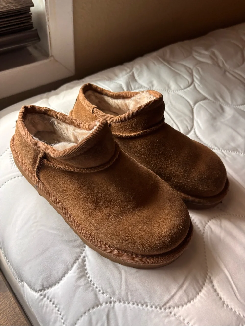 UGG Kids Chestnut Brown Suede Slip-On Slippers